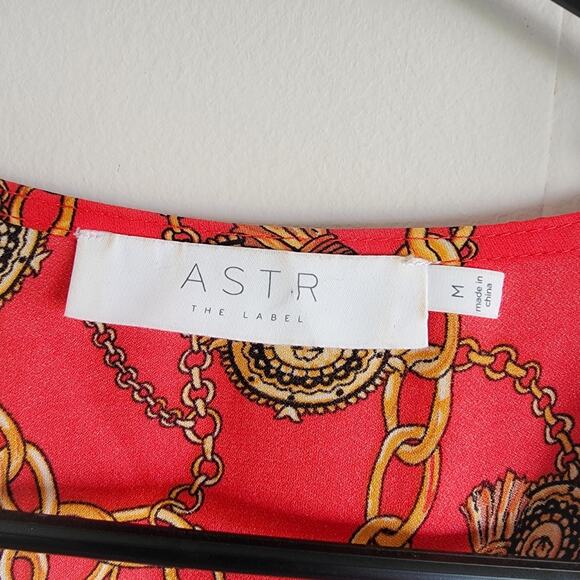 Astr Red and Gold Chain Print Bodysuit - Picture 3 of 3